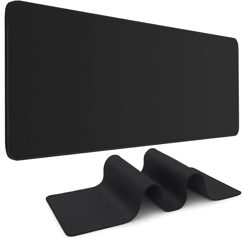 DIGSOM Black Mouse Pad Gaming Keyboard Pad 31.5 x 11.8 in Large Computer Mouse Pad with Anti-Slip Rubber Base and Stitched Edges, Extended Mouse Mat for Gaming Working - Image 1